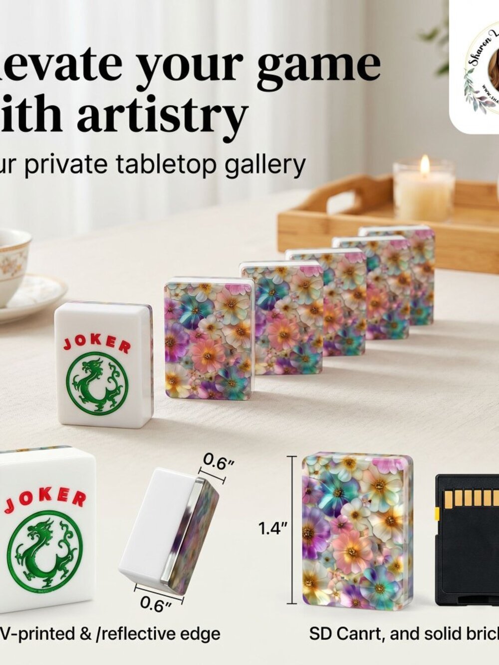 🌸Floral American Mahjong Tiles – Acrylic Game Set with Vibrant Flower Designs🌸 - Picture 3 of 9